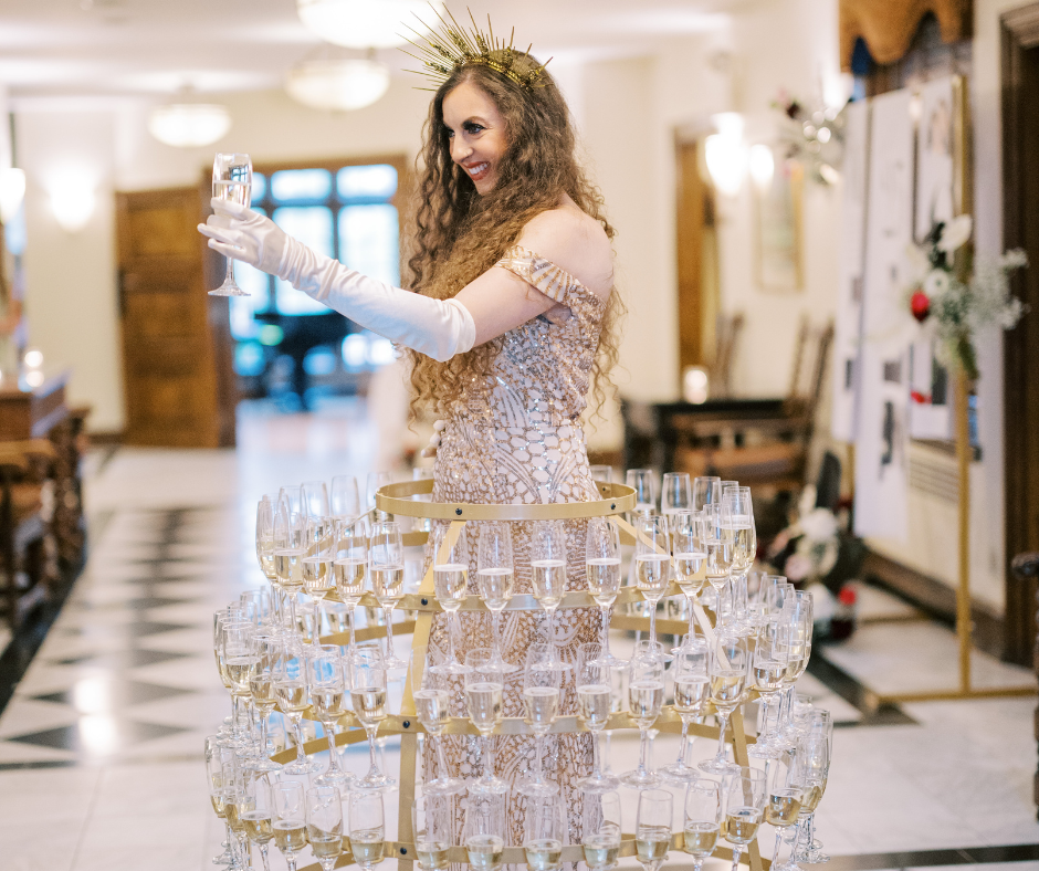 Crowned Champagne Skirt Greeter