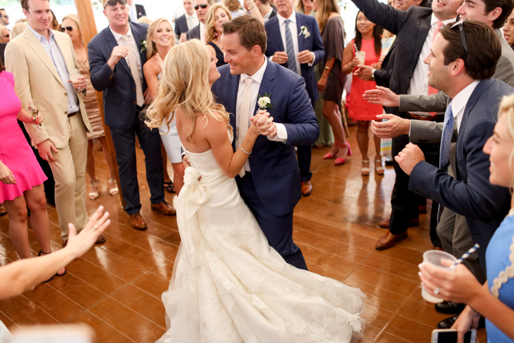 couple having fun at wedding