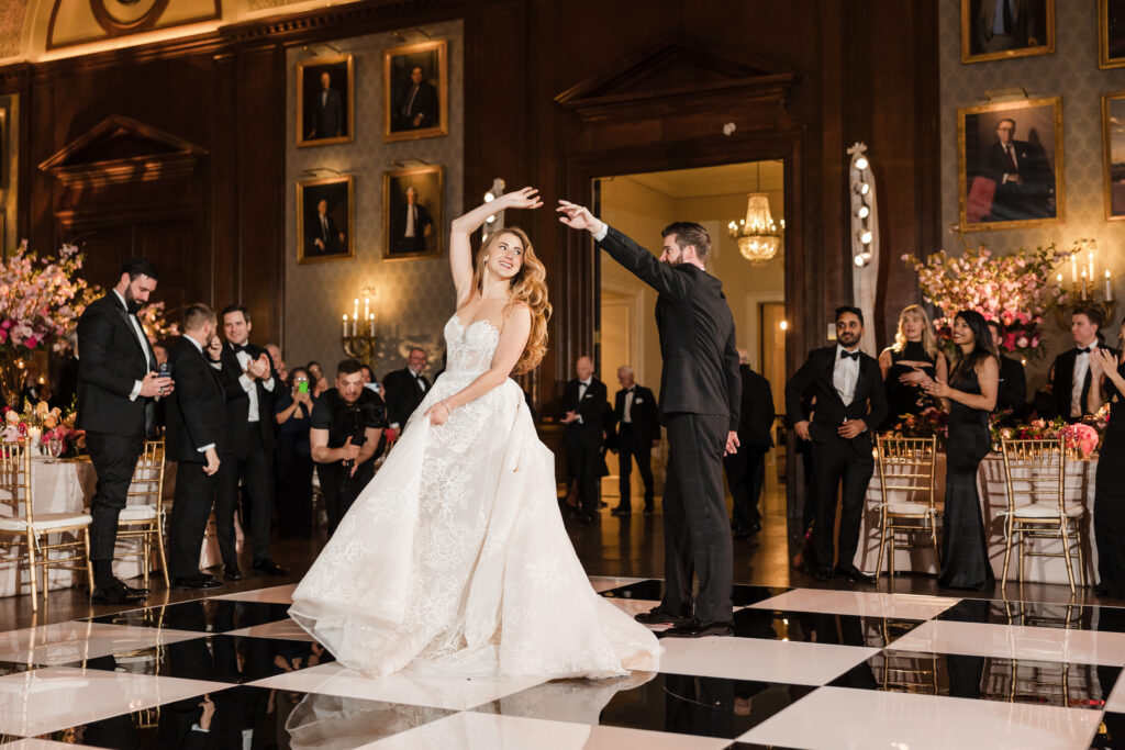 Happy Bride and Groom Dancing at Union League