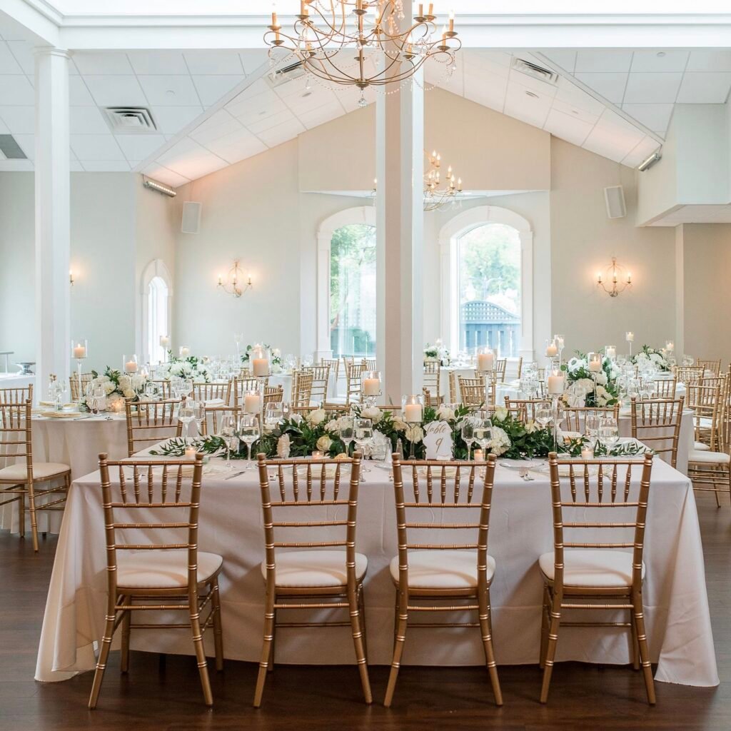 Reception Dinner Table White Flowers