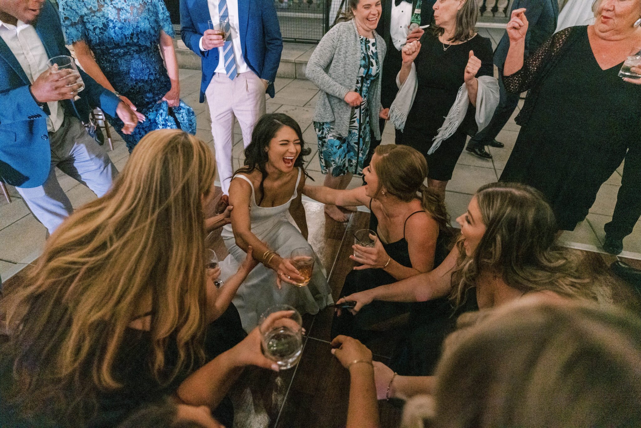 Guests dancing at wedding at Free Library of Philadelphia