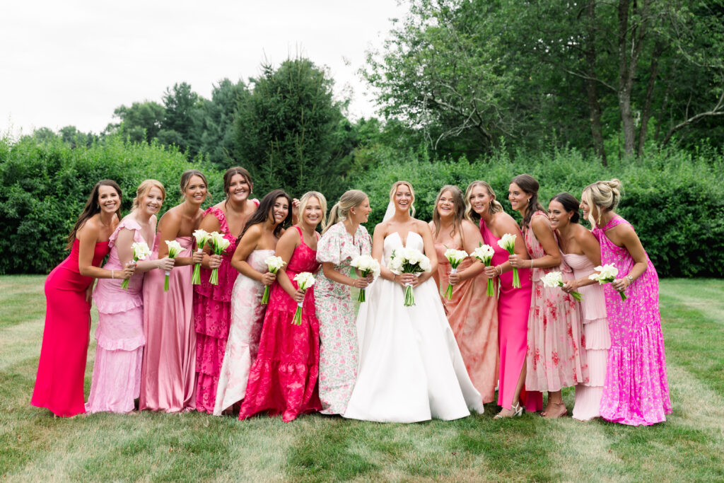 Mix and Match Pink Bridesmaids Dresses