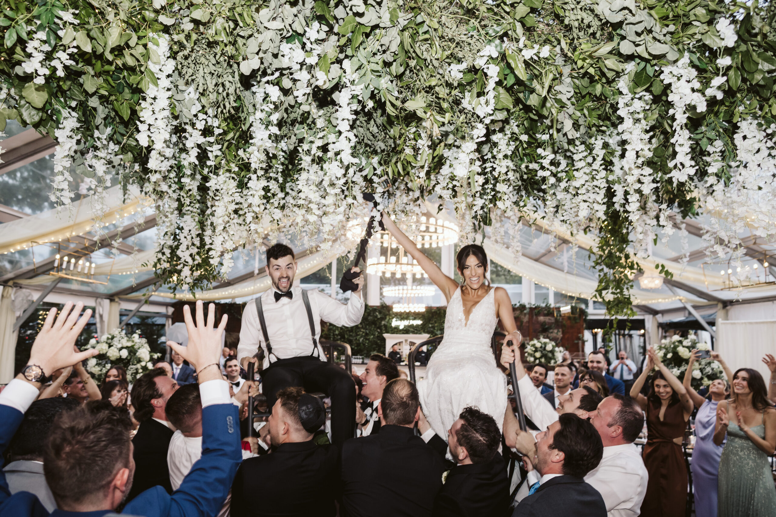 Happy Bride and groom celebrating at their reception