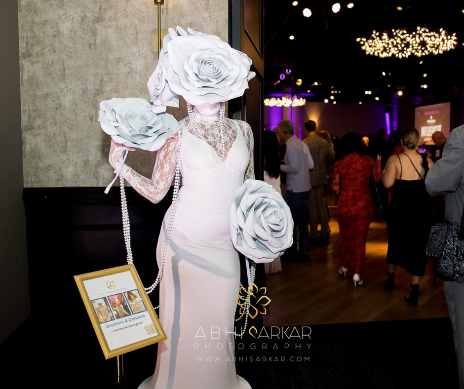 White Statue Greeters at Social Media Influencers 2024 Soiree by Philly Mag