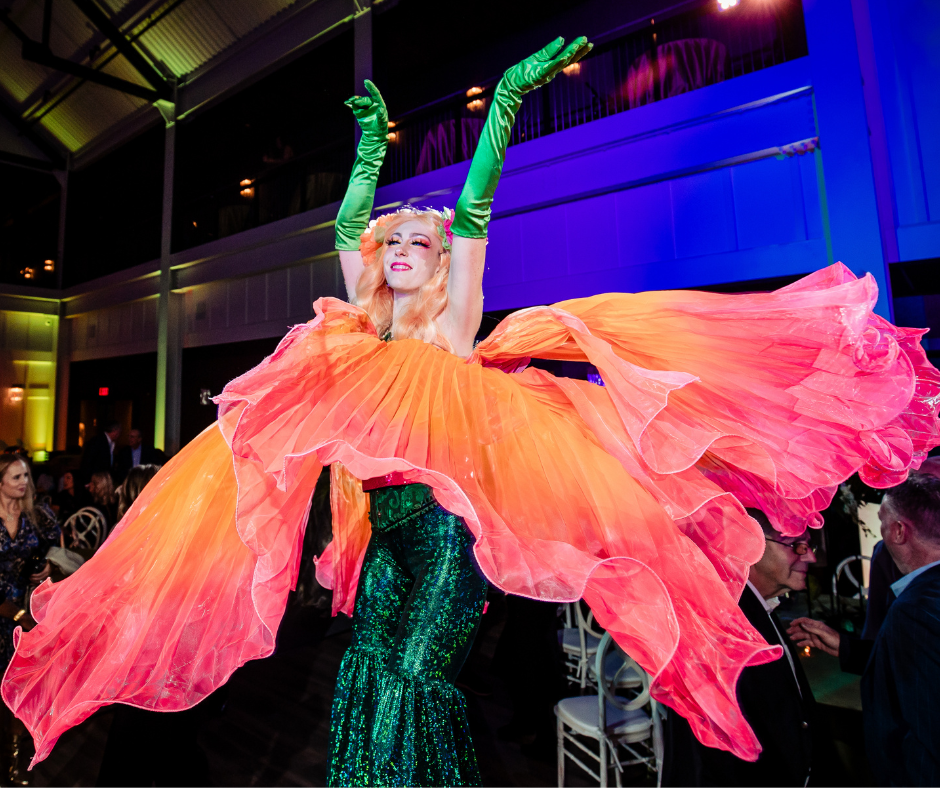 Living Flower Performer at the opening of the Ivy by Finley Catering